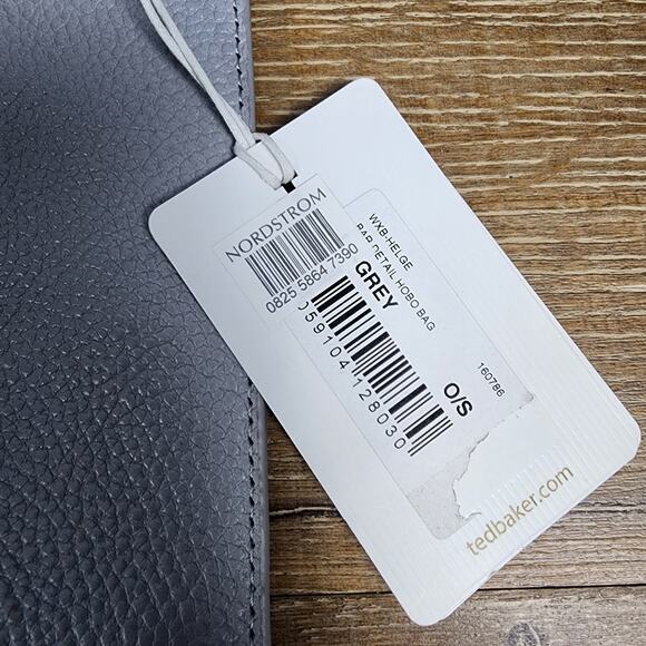 NWT Ted Baker London Pebble Leather Gray Clutch / Chain Crossbody - Picture 7 of 7